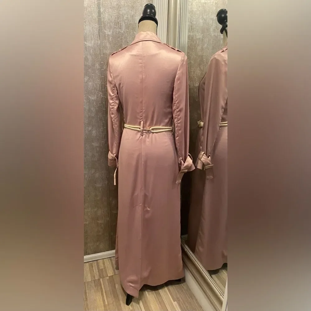 House of CB pink satin belted coat, XS - Picture 5 of 12